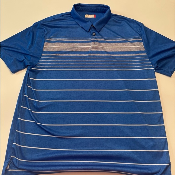 Ben Hogan Performance Polo XXL Blue Stripe Golf Shirt Moisture Wicking - Picture 1 of 3